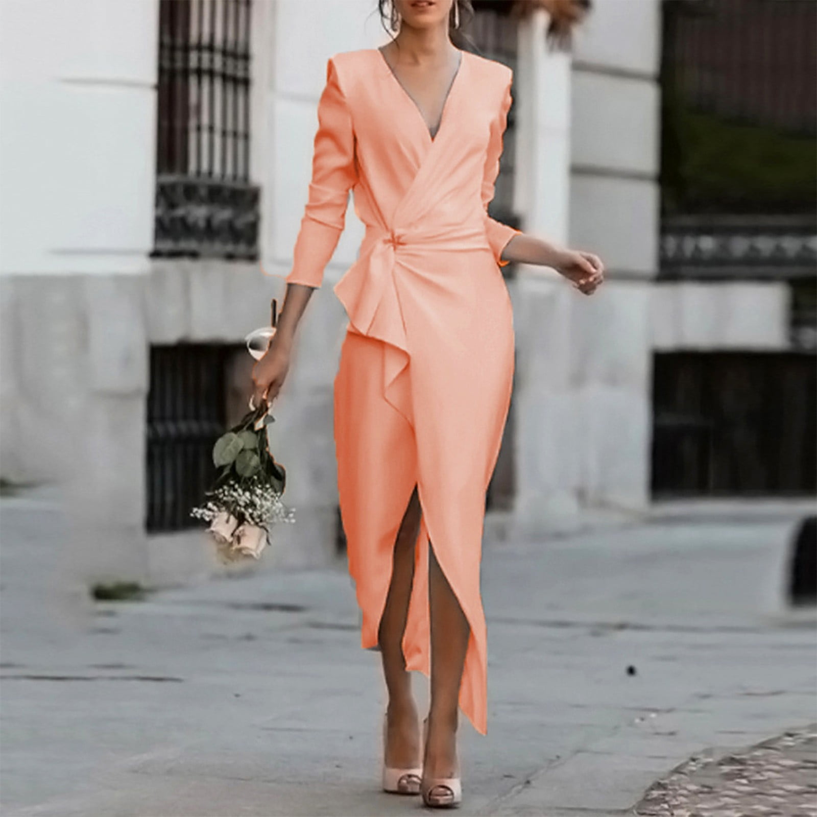 womens peach dress